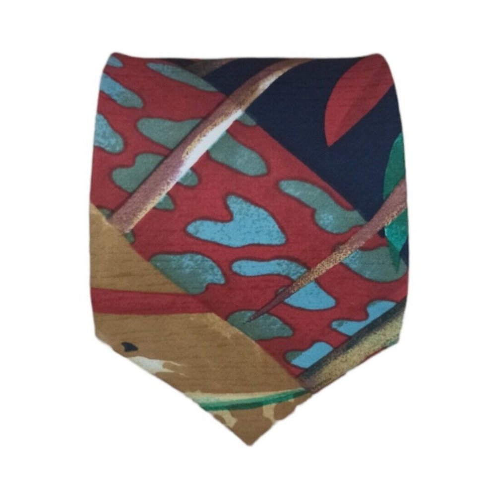AQUASCUTUM Multicolored Art Silk Tie ITALY 58"/ 3.6" EC